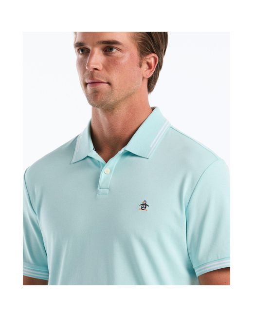 Original Penguin Blue Icons Tipped Polo Shirt In Plume for men
