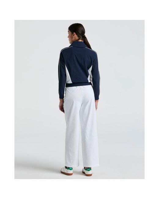 Original Penguin Blue Women's Cropped 1/4 Zip Colour Block Tennis Jacket In Black Iris for men