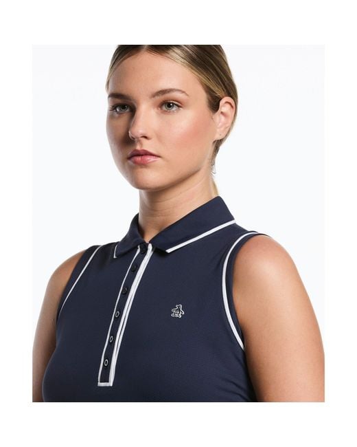 Original Penguin Blue Women's Veronica Sleeveless Golf Polo In Black Iris for men