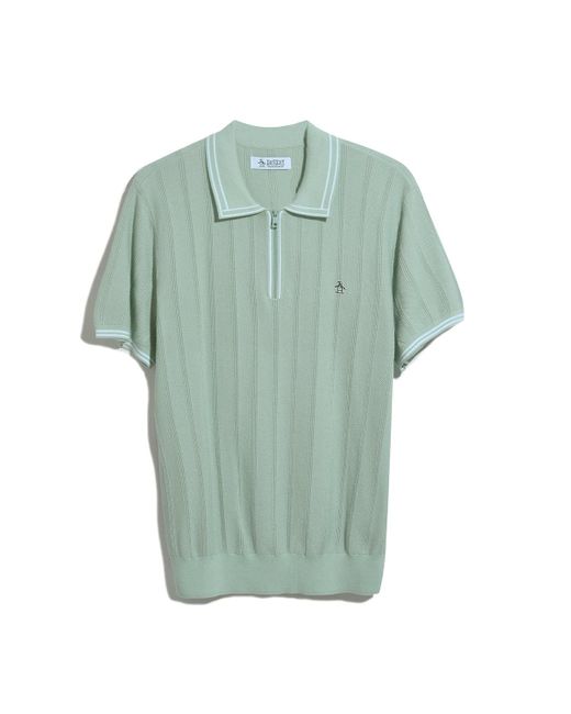 Original Penguin Cashmere-like Cotton Tipped Short Sleeve Polo Shirt Sweater In Silt Green for men