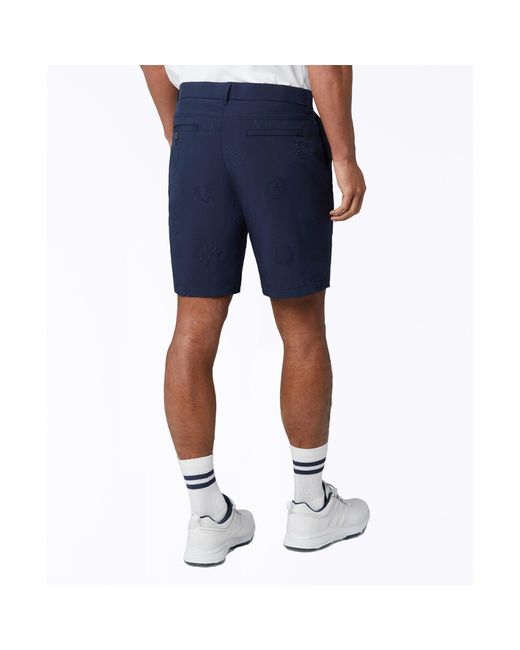 Original Penguin Blue 9" Victory Crest Embroidered Golf Shorts In Black Iris for men