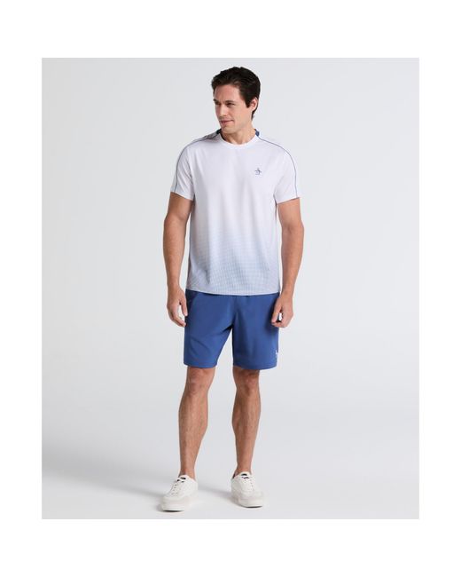 Original Penguin Ombre Net Graphic Performance Tennis T-shirt In Bright White for men