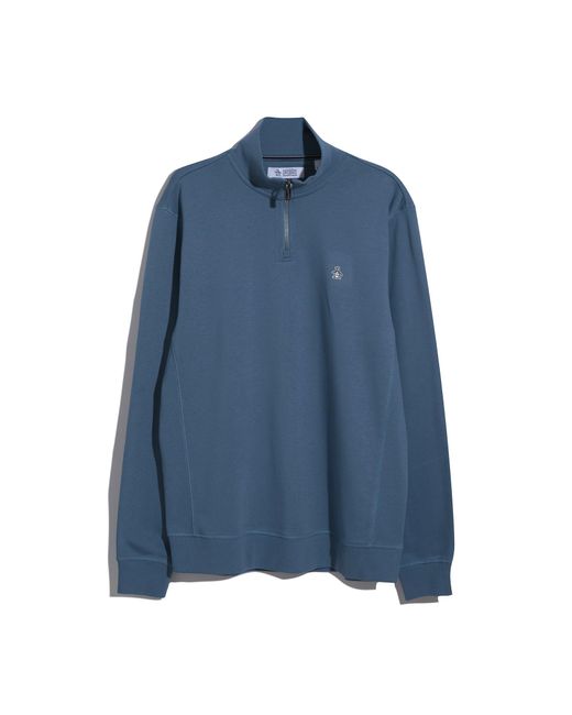 Original Penguin Sticker Pete Quarter Zip Sweatshirt In Copen Blue for men