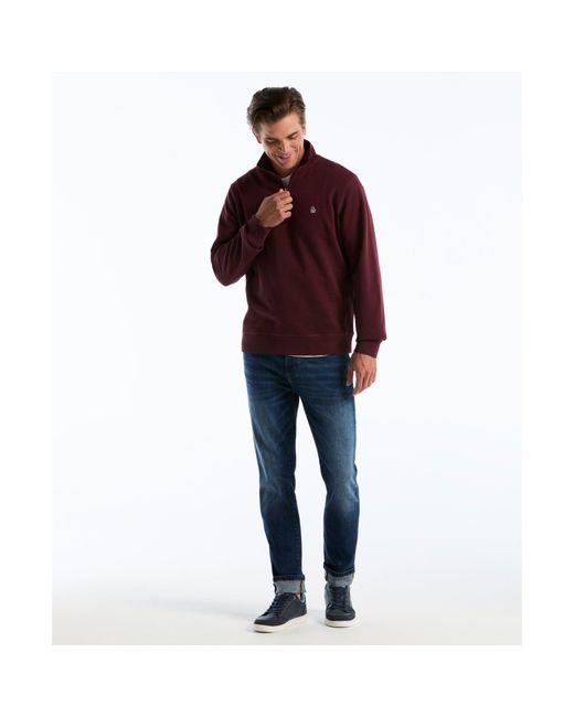 Original Penguin Red Sticker Pete Quarter Zip Sweatshirt In Port Royale for men
