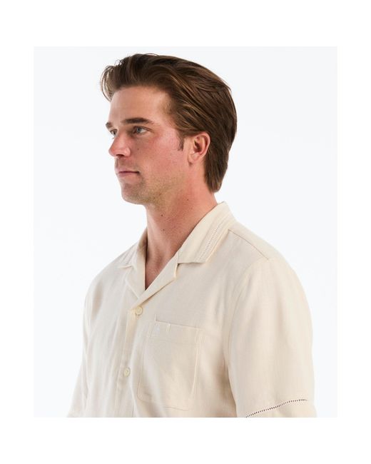 Original Penguin Natural Ladder Trim Short Sleeve Shirt In Birch for men