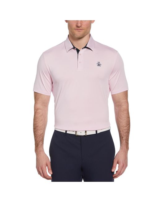 Original Penguin Blue Original Block Design Short Sleeve Golf Polo Shirt In Gelato Pink for men