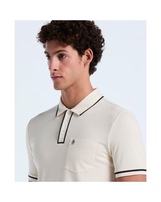 Original Penguin White Earl Pique Short Sleeve Polo Shirt In Birch for men