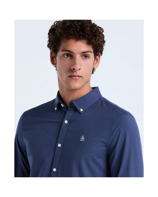 Original Penguin Blue Oxford Shirt In Sargasso Sea for men