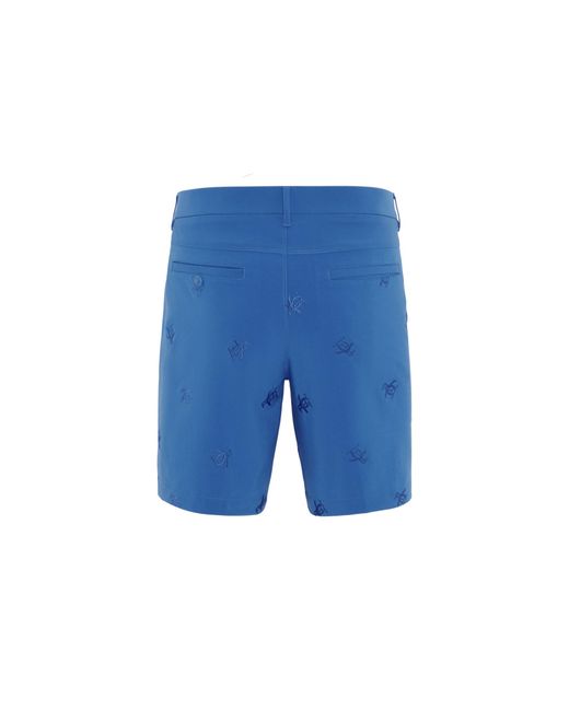 Original Penguin Blue Pete Embroidered Flat Front Golf Shorts In Nebulas for men