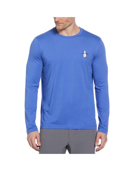 Original Penguin Purple To Do List Long Sleeve Golf T-shirt In Amparo Blue for men