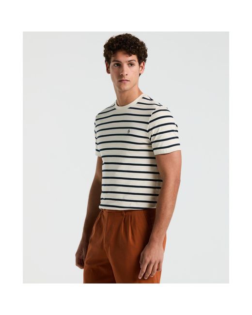 Original Penguin Gray Breton Striped T-shirt In Birch for men