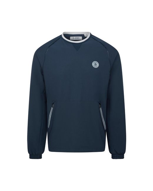 Original Penguin Blue Lightweight Ventilated Overhead Golf Jacket In Black Iris for men