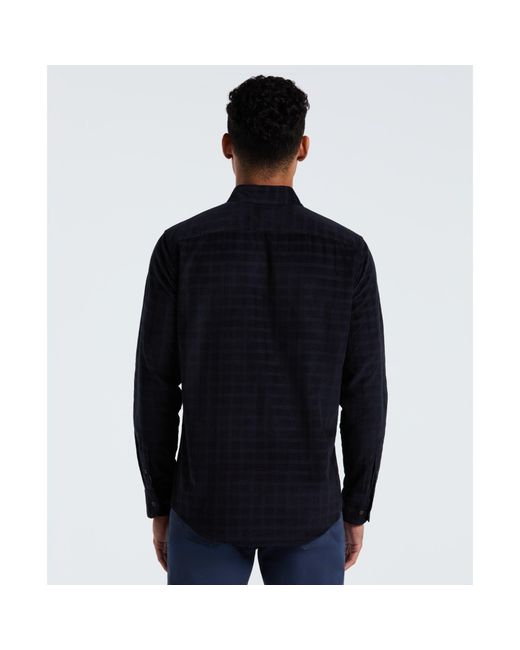 Original Penguin Black Corduroy Check Shirt In Dark Sapphire for men