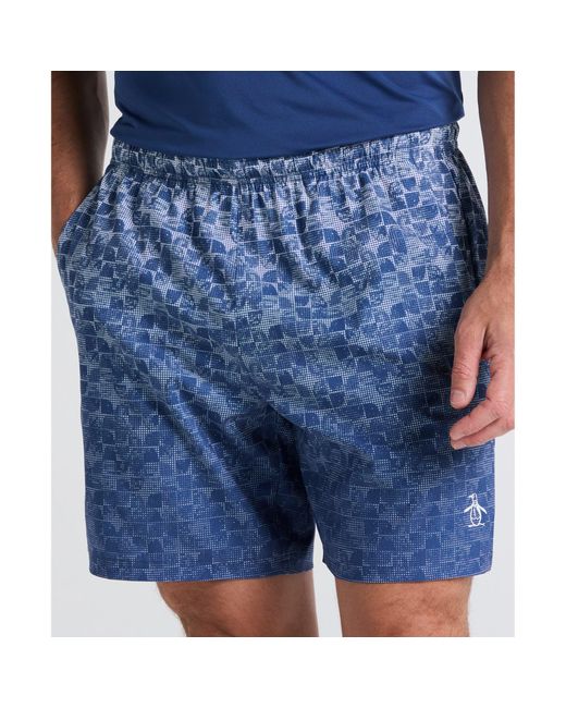 Original Penguin Blue Graphic Print Performance Tennis Shorts In True Navy for men