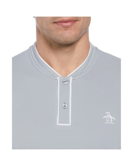 Original Penguin Blue Piped Blade Collar Performance Short Sleeve Tennis Polo Shirt In Quarry for men