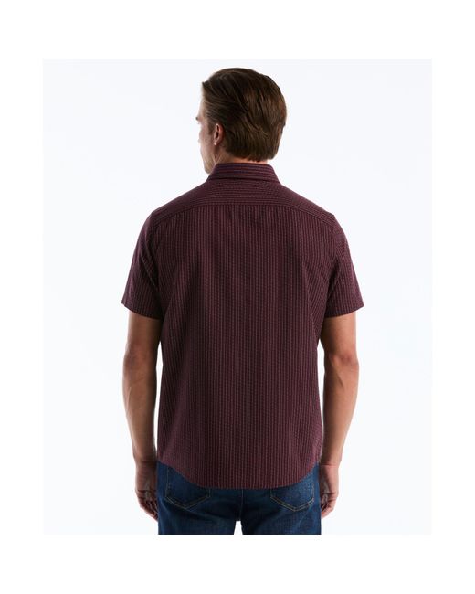 Original Penguin Red Dobby Striped Short Sleeve Shirt In Port Royale for men