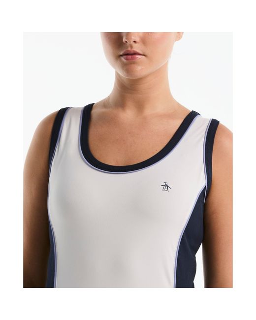 Original Penguin Women's Mixed Texture Square Neck Tennis Tank Top In Bright White for men