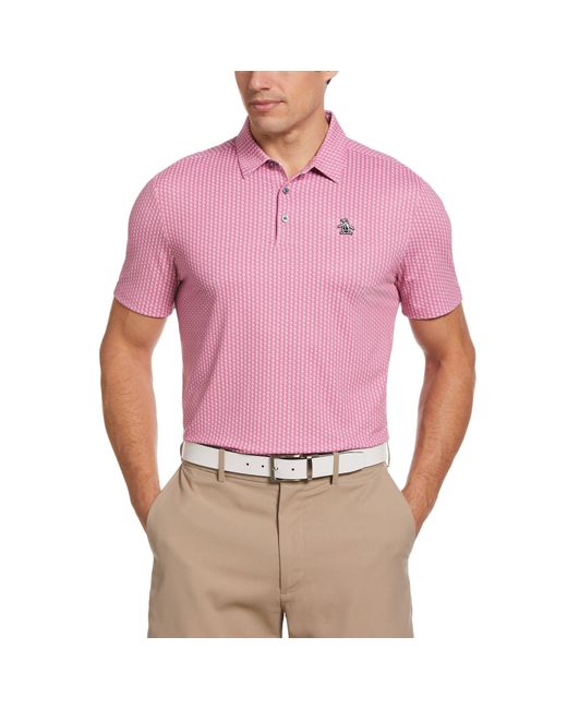 Original Penguin Pink All-over Pete Print Golf Polo Shirt In Rose Bouquet for men
