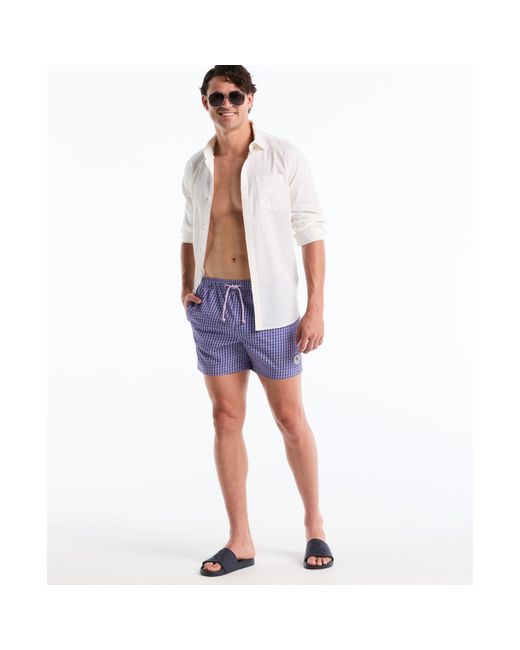 Original Penguin Wavy Lines Print Swim Shorts In Mazarine Blue for men