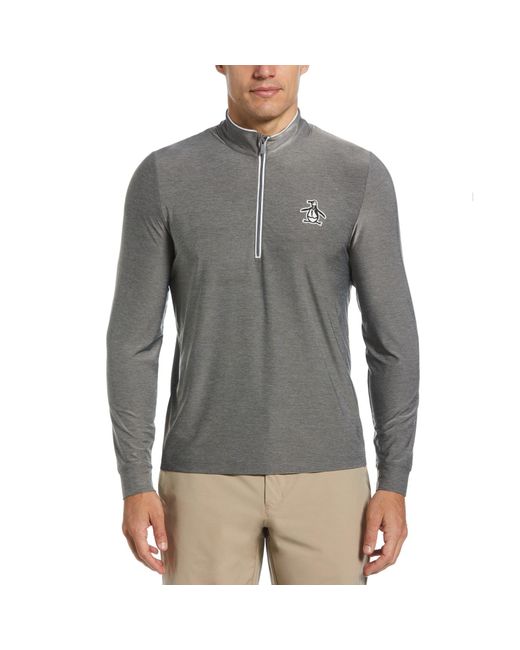 Original Penguin 1/4 Zip Technical Earl Golf Sweatshirt In Quiet Gray Heather for men