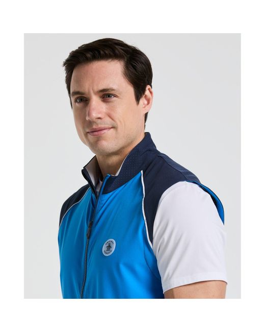 Original Penguin Lightweight Colour Block Golf Gilet In French Blue for men