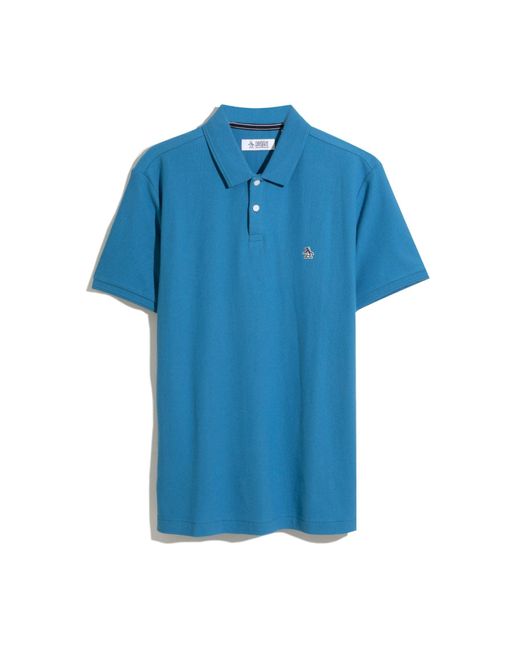 Original Penguin Sticker Pete Daddy Short Sleeve Polo Shirt In Vallarta Blue for men