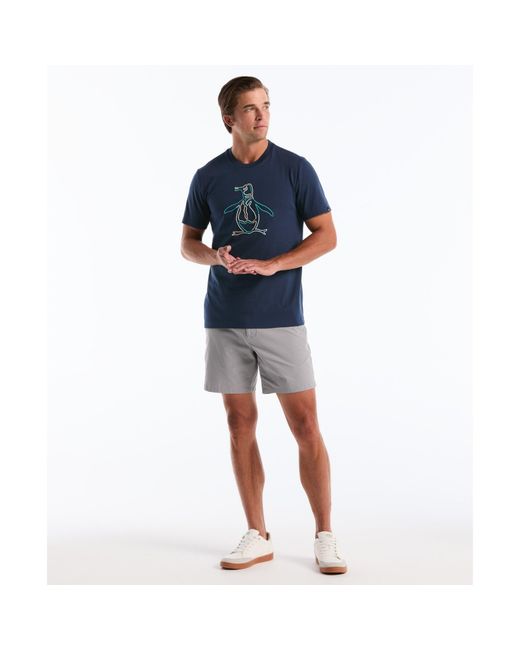 Original Penguin Blue Outline Pete Graphic T-shirt In Sargasso Sea for men