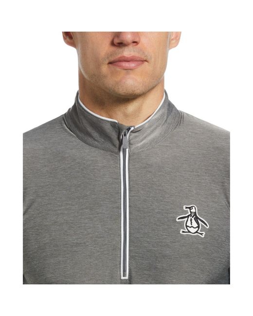 Original Penguin 1/4 Zip Technical Earl Golf Sweatshirt In Quiet Gray Heather for men