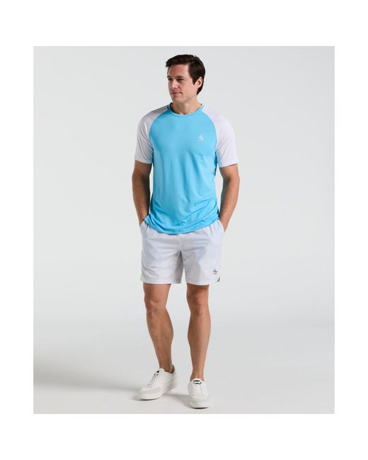 Original Penguin Blue Performance 7" Tennis Shorts In Bright White for men