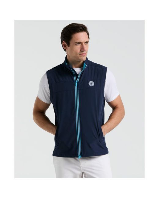 Original Penguin Blue Heritage Lightweight Packable Golf Gilet In Black Iris for men