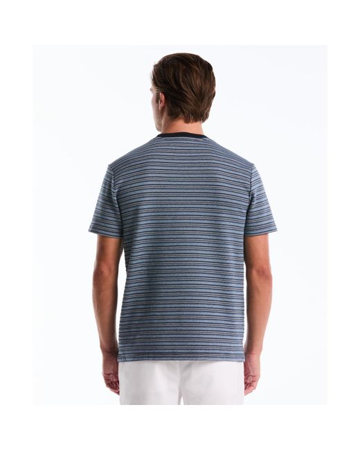 Original Penguin Blue Jacquard Ottoman Mini Stripe T-shirt In Dark Sapphire for men