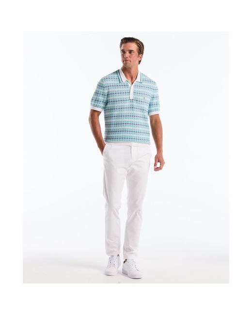 Original Penguin Blue Textured Jacquard Sweater Polo In Bright White for men