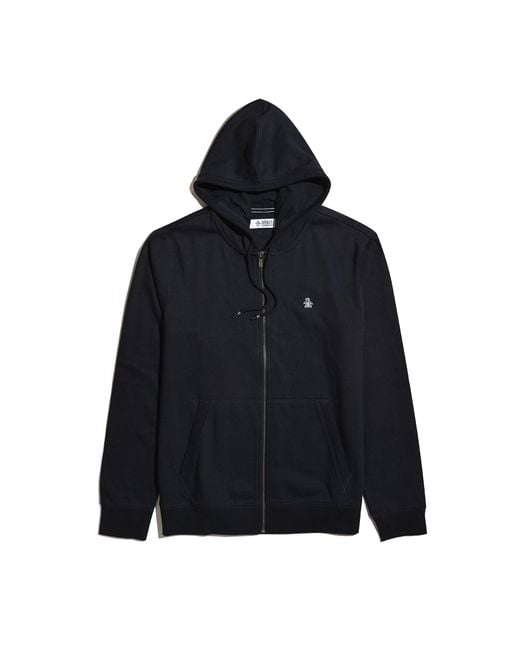 Original Penguin Black Sticker Pete Full Zip Hoodie In Dark Sapphire for men