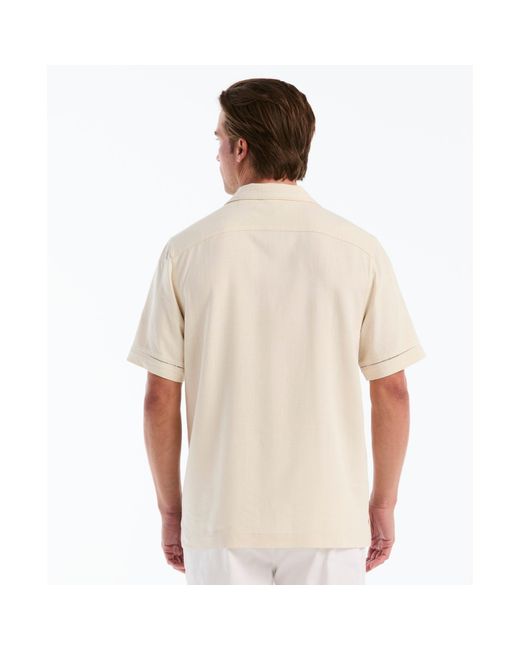 Original Penguin Natural Ladder Trim Short Sleeve Shirt In Birch for men