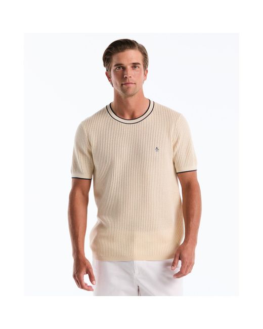 Original Penguin Natural Ribbed Sweater T-shirt In Birch for men