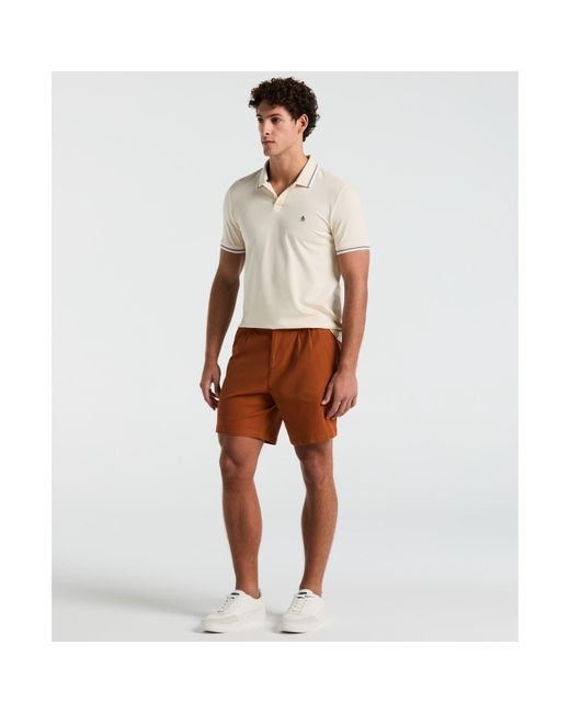 Original Penguin White Pique Sticker Pete Tipped Polo Shirt In Birch for men