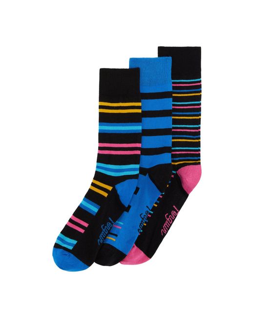 Original Penguin 3 Pack Stripe Design Ankle Socks In Black And Blue for men
