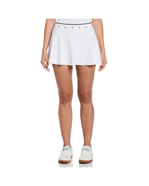 Original Penguin Women's 13" Essential Pete Elastic Waistband Tennis Skort In Bright White