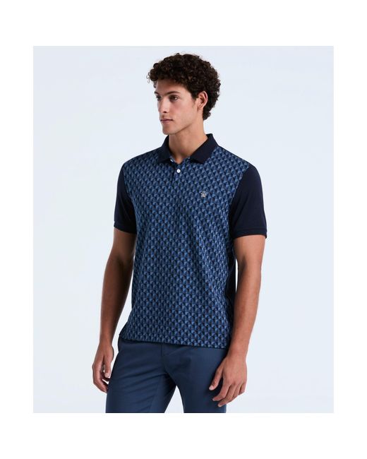 Original Penguin Blue Martini Print Polo Shirt In Dark Sapphire for men