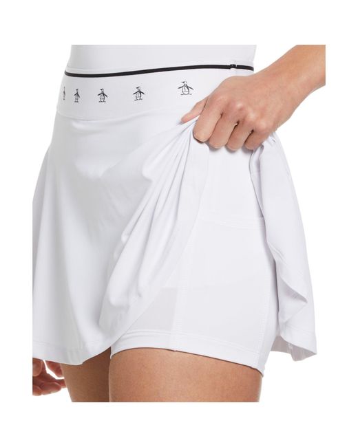 Original Penguin Women's 13" Essential Pete Elastic Waistband Tennis Skort In Bright White