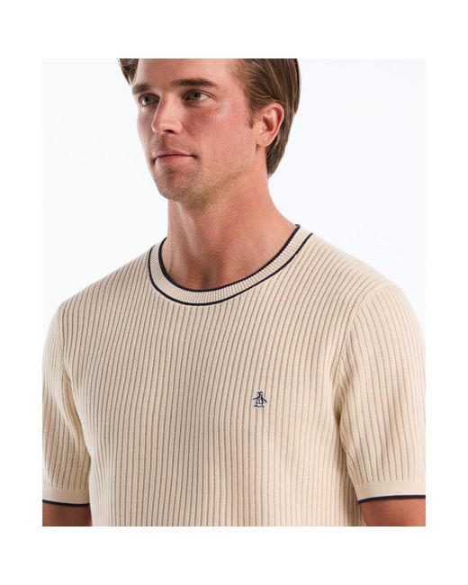 Original Penguin Natural Ribbed Sweater T-shirt In Birch for men