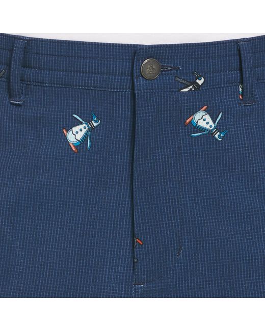 Original Penguin Blue All Over Memphis Pete Printed Golf Shorts In Black Iris Bijou Heather for men