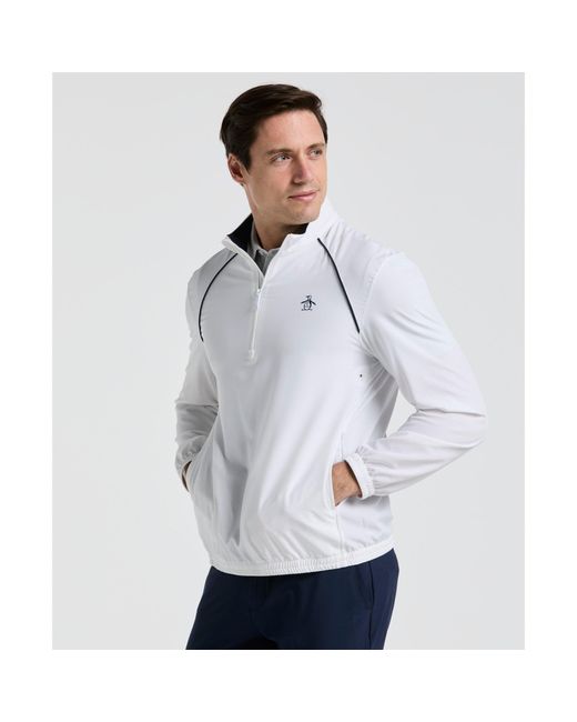 Original Penguin Gray 1/4 Zip Tennis Jacket In Bright White for men