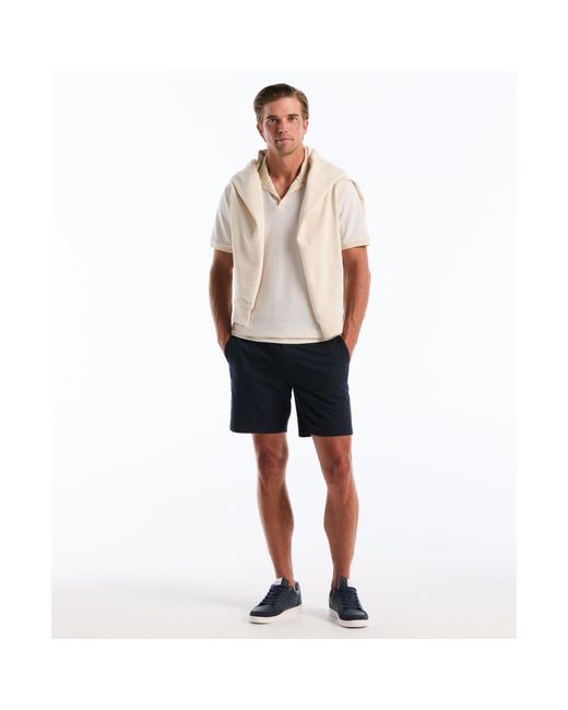 Original Penguin White Honeycomb Textured Johnny Collar Polo Shirt In Birch for men