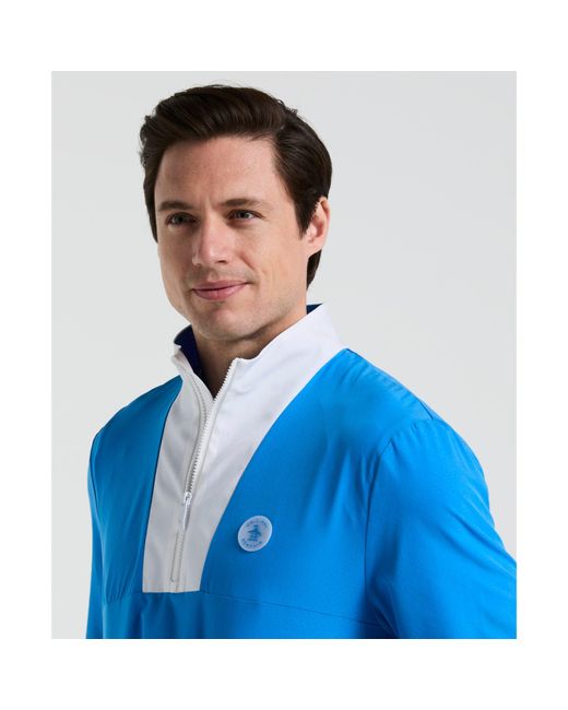 Original Penguin Lightweight 1/4 Zip Colour Block Golf Pullover In French Blue for men