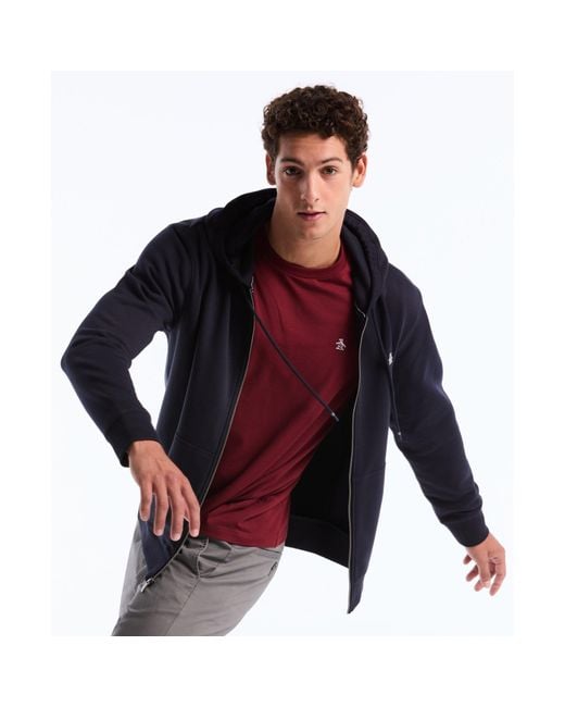 Original Penguin Black Sticker Pete Full Zip Hoodie In Dark Sapphire for men