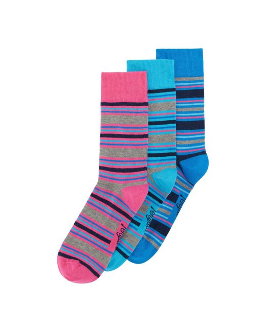 Original Penguin 3 Pack Stripe Design Ankle Socks In Pink And Blue Aqua for men