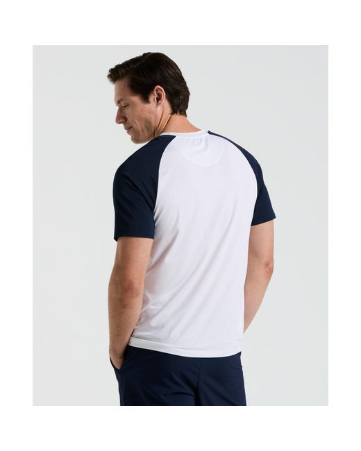 Original Penguin Blue Blocked Performance Tennis T-shirt In Bright White for men