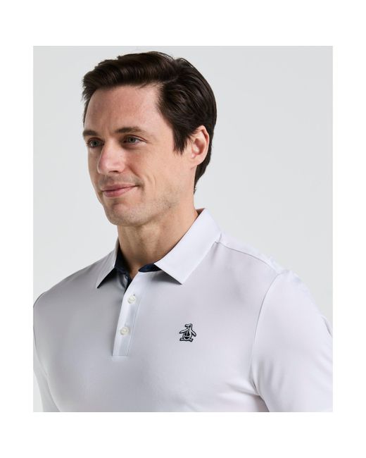 Original Penguin Original Block Design Golf Polo In Bright White for men