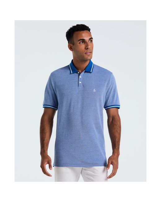 Original Penguin Birdseye Pique Tipped Polo Shirt In Classic Blue for men